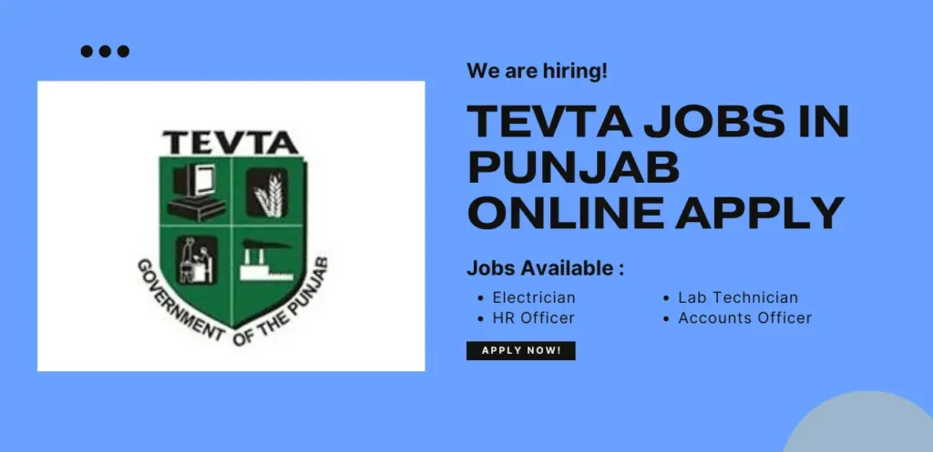 TEVTA Jobs in Punjab 2024 Latest Advertisement Application Form